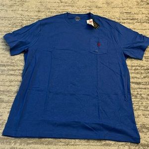 Blue Polo Cotton T-shirt with Front Pocket